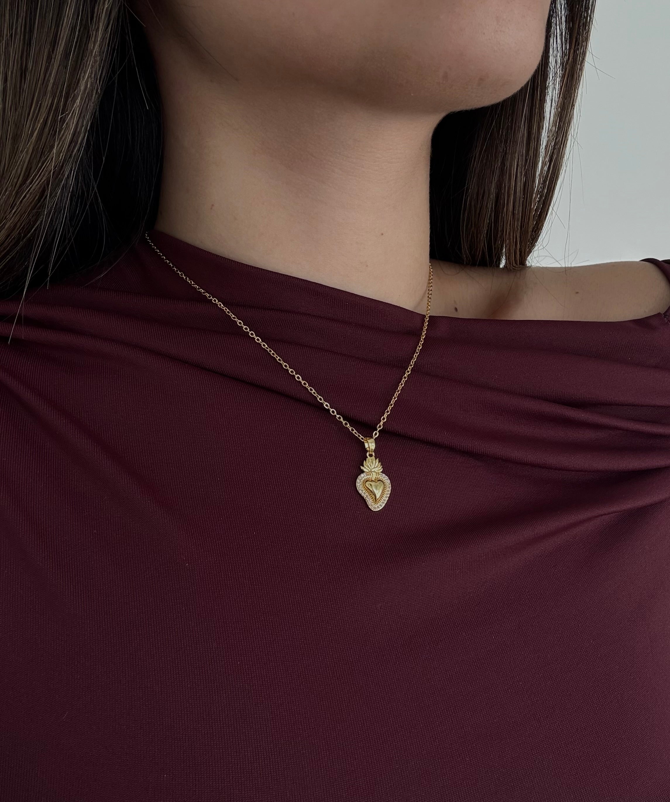 Collana Cuore Sacro Mini Gold