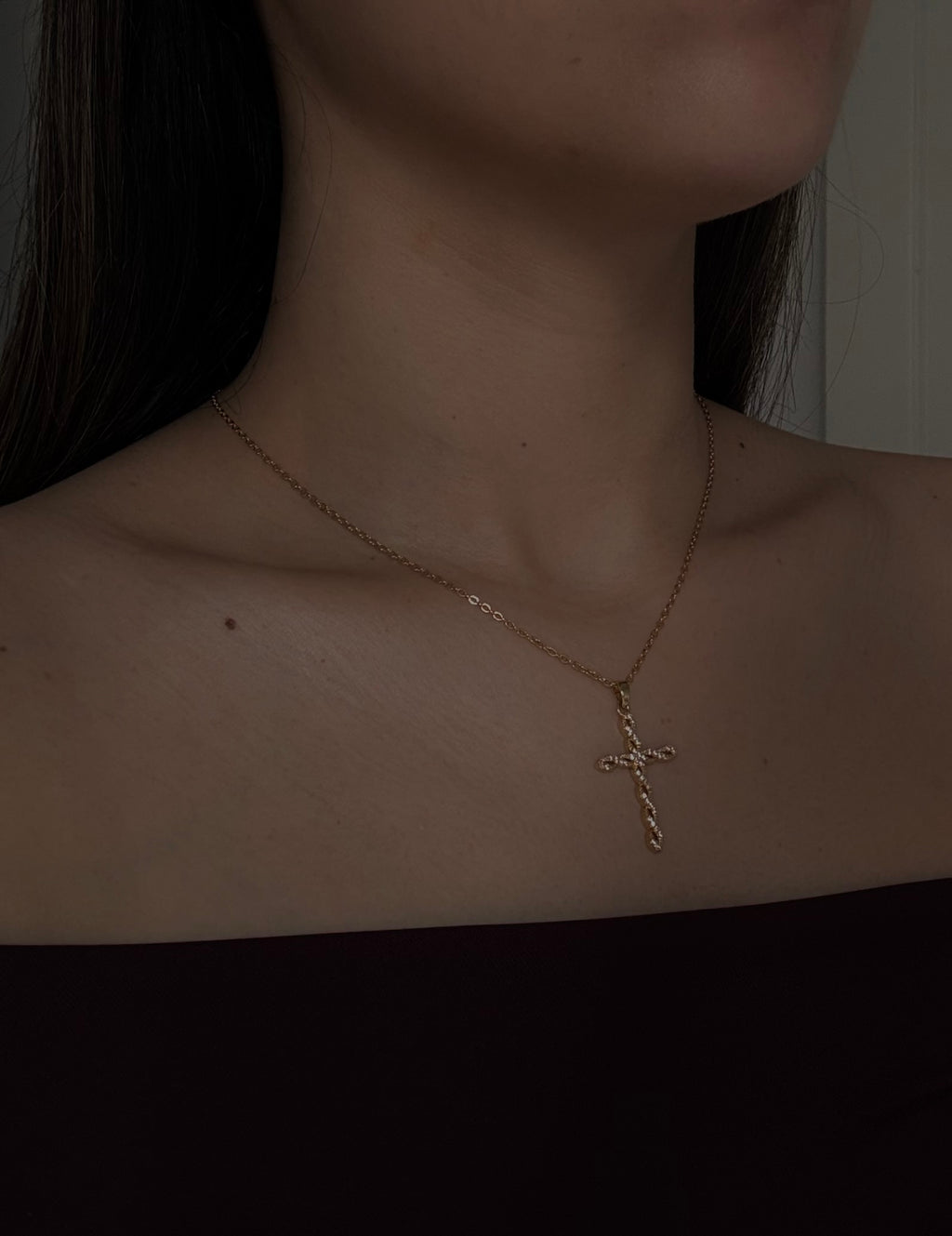 Collana Croce Intrecciata Gold