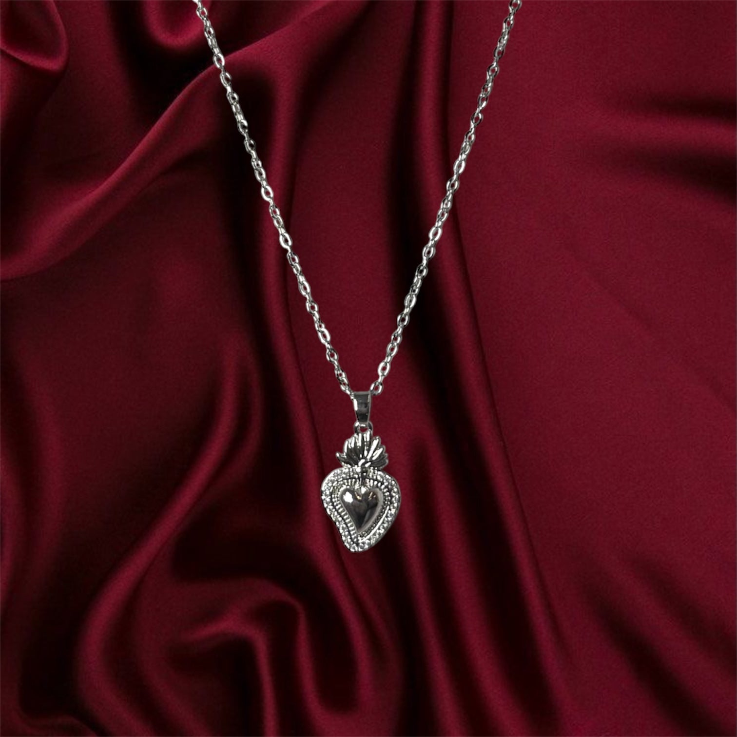 Collana Cuore Sacro Mini Silver
