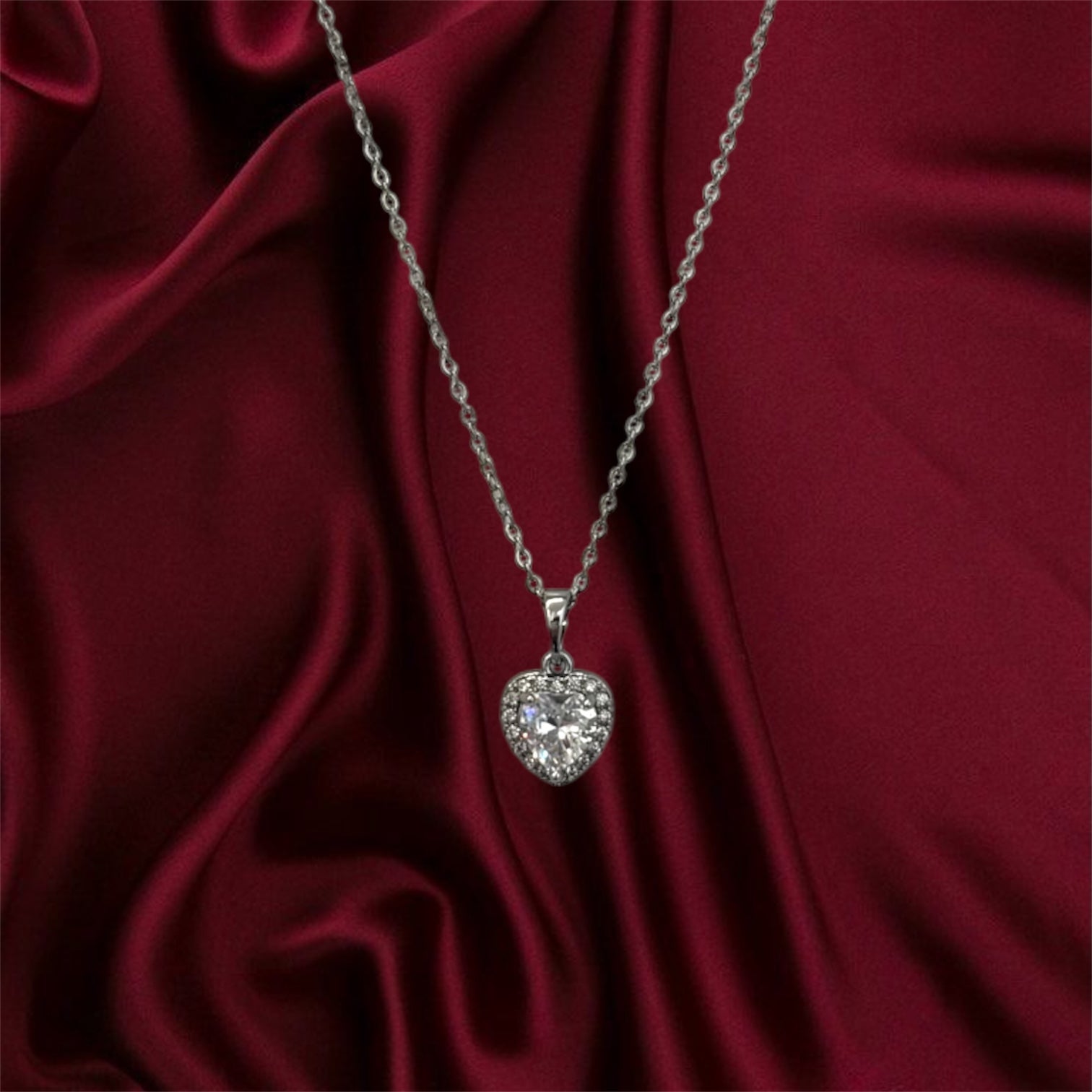 Collana Crystal Heart Silver