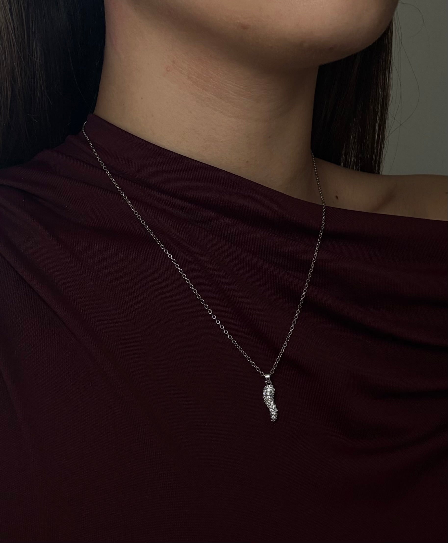 Collana Corno Portafortuna Silver