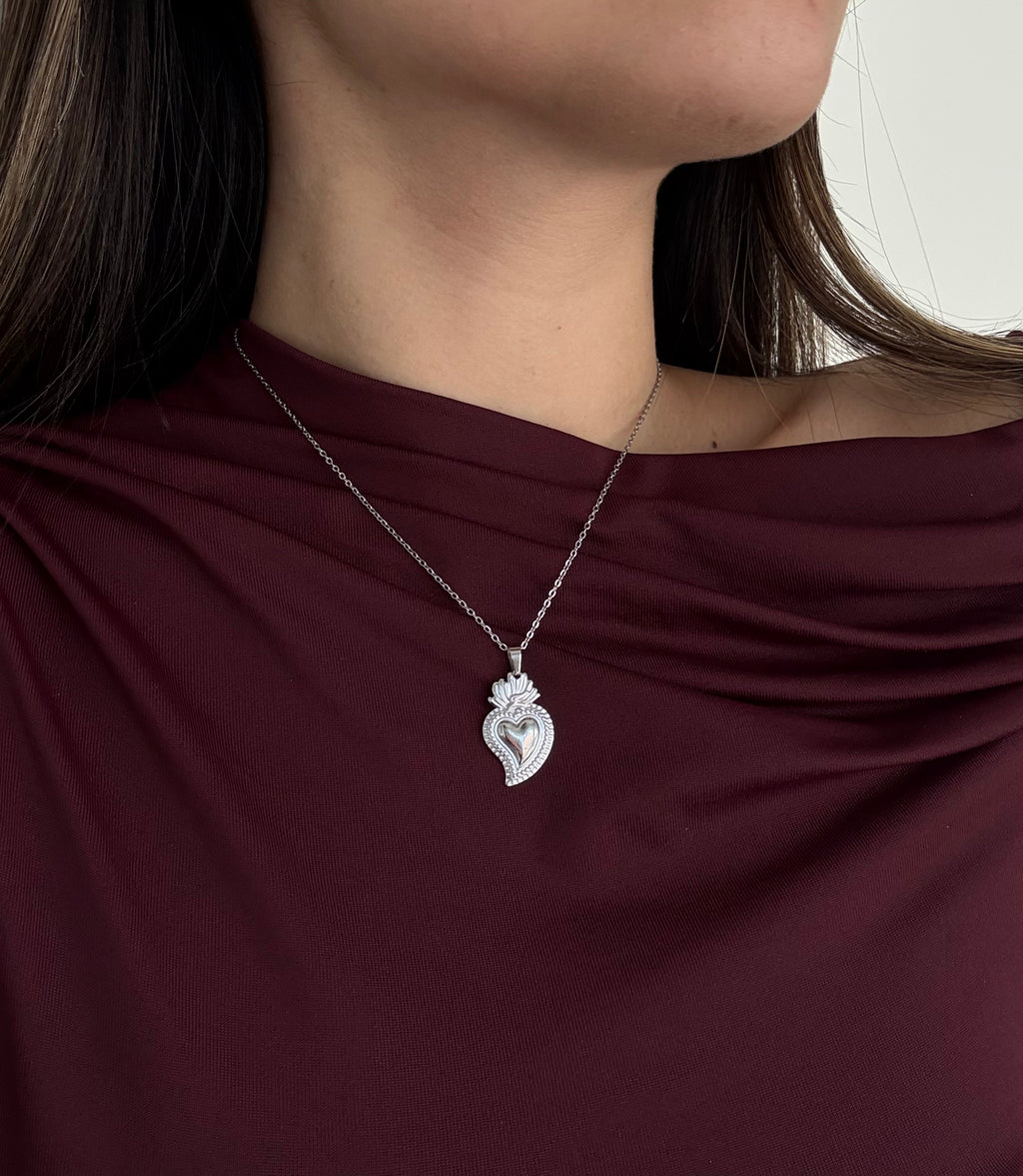 Collana Cuore Sacro Silver
