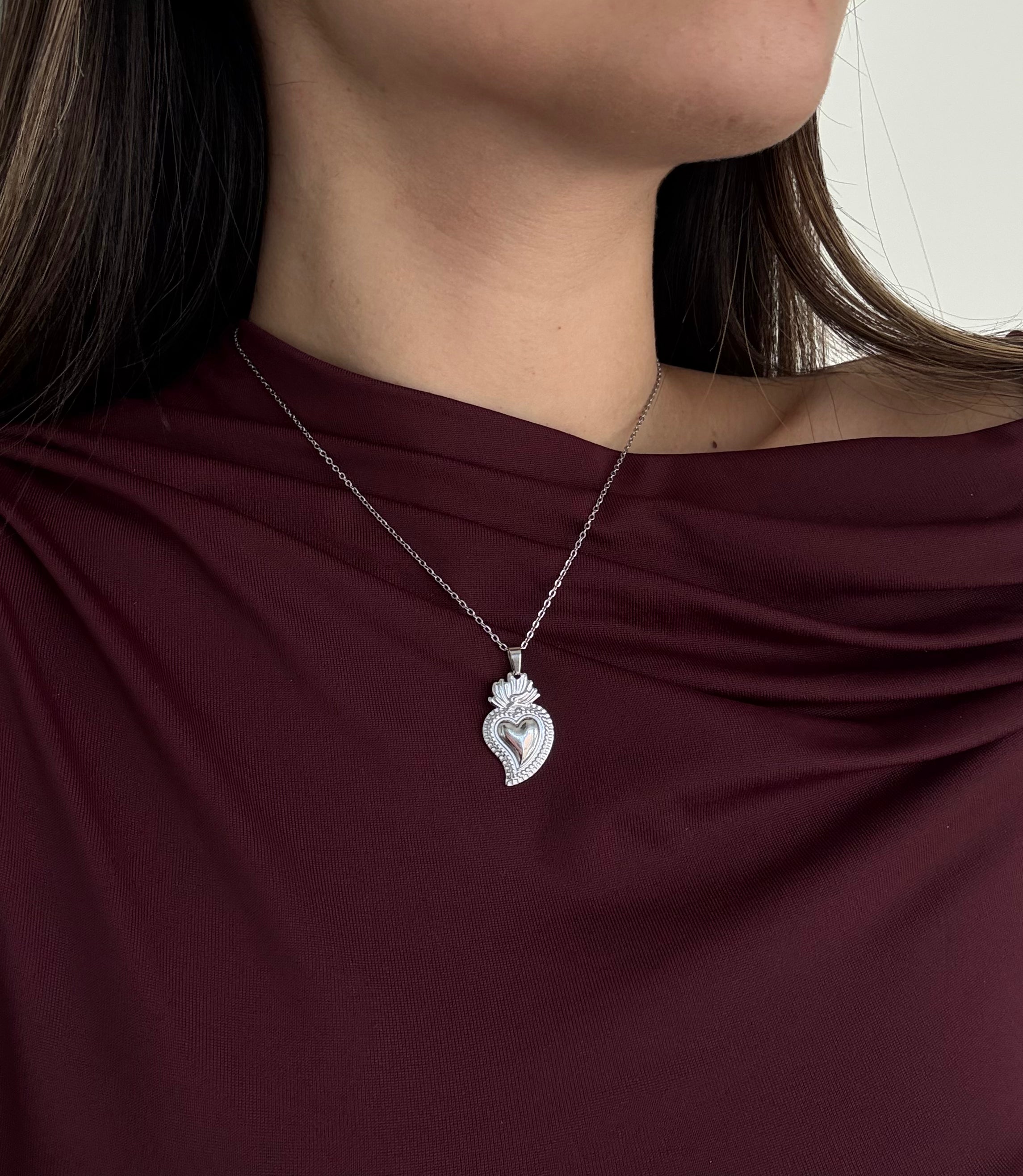 Collana Cuore Sacro Silver